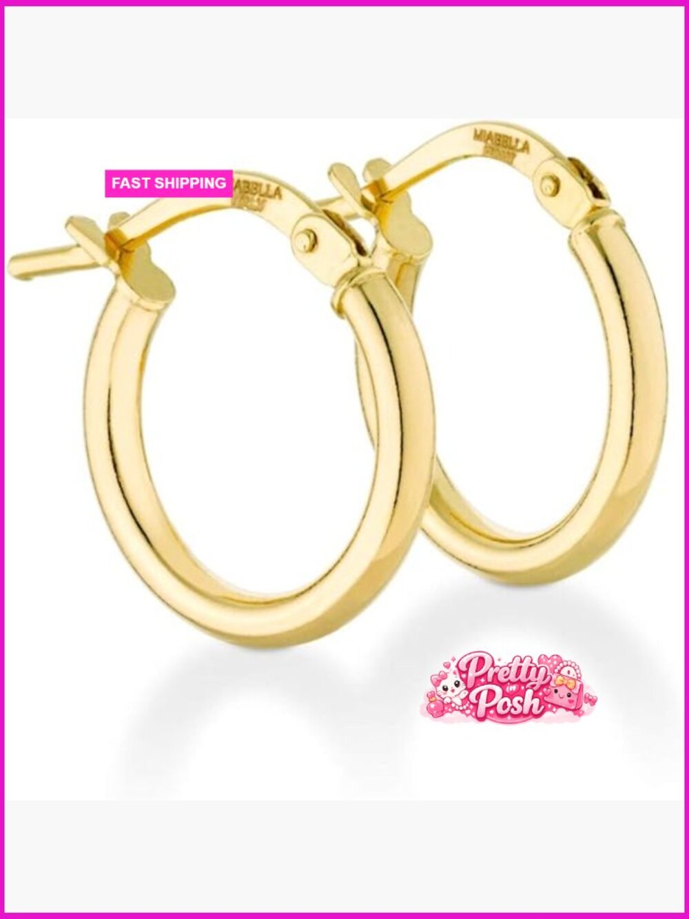 18K Gold Plated 925 Sterling Silver 2mm Round Tube Hoop Earrings